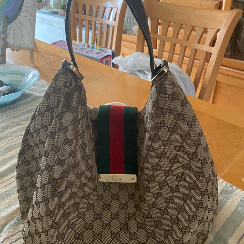 Womens Gucci Vintage GG Canvas Web Hobo large
